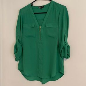 Green quarter zip dress top